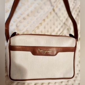 SALVATORE FERRAGAMO Ivory & Brown PVC Cross Body Shoulder Bag